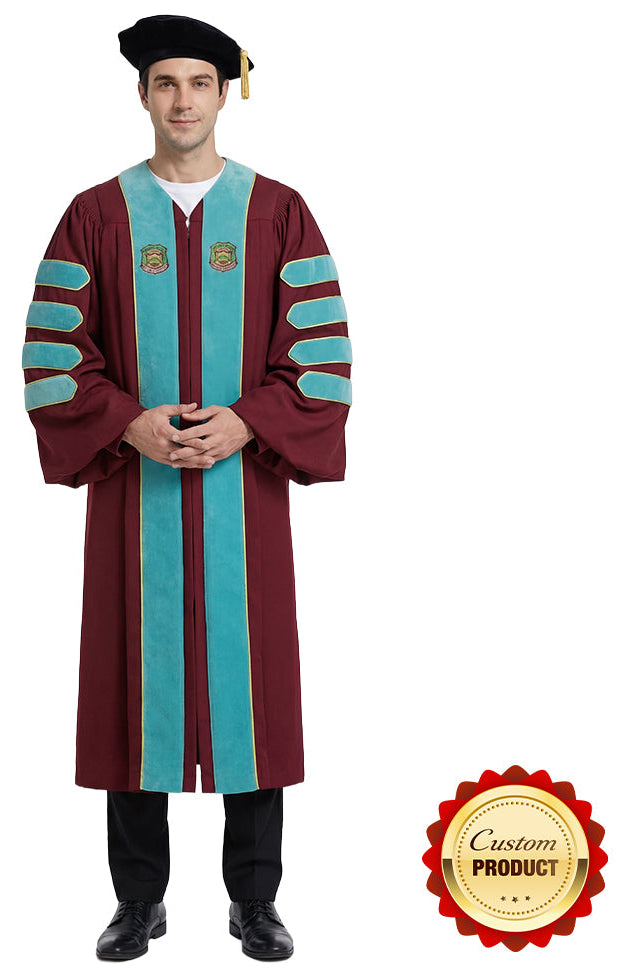 green emerald velvet dress Custom Doctoral Graduation Gown and Tam Package