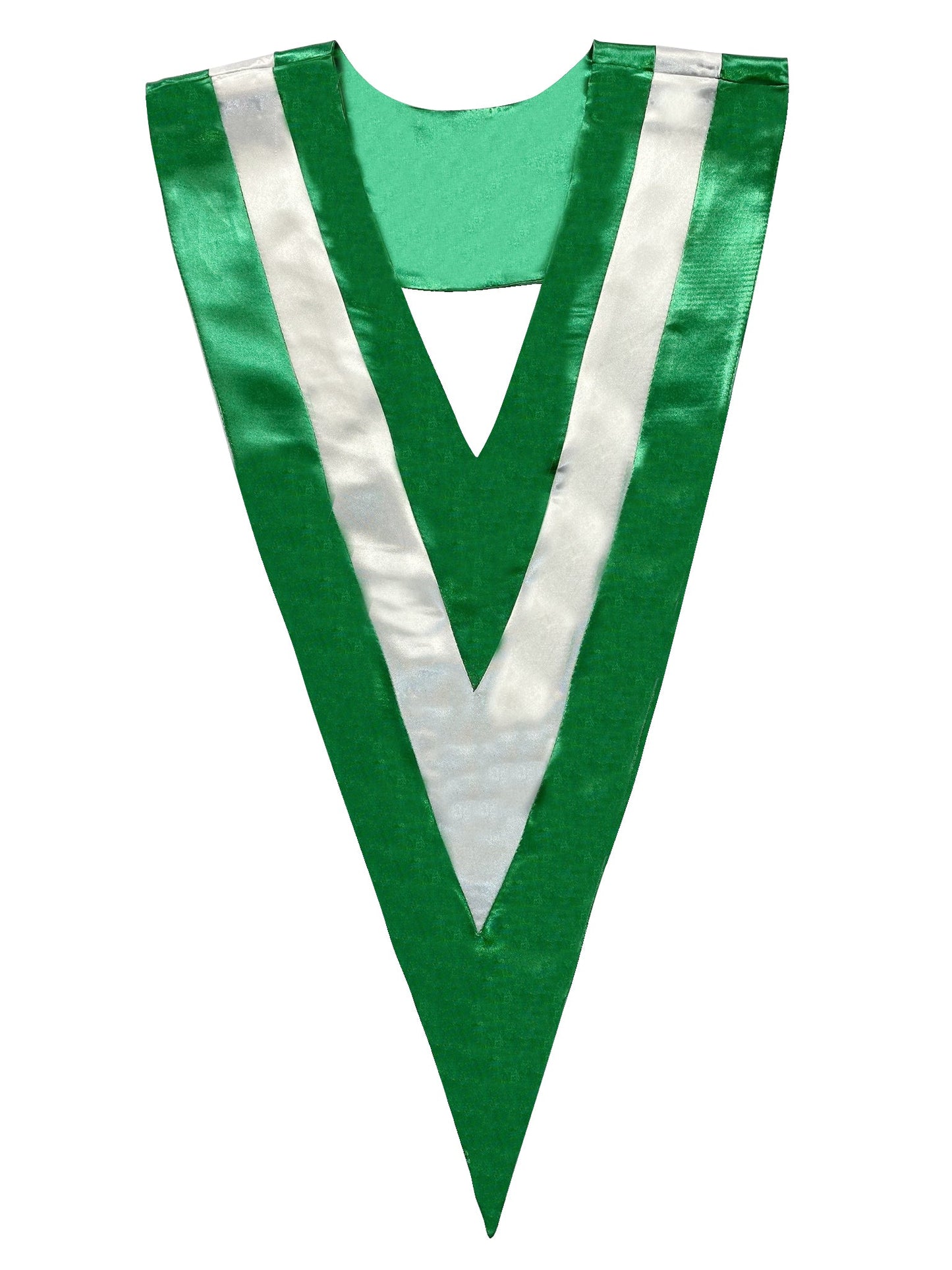 Green and White Satin Triple Colored V-Stole