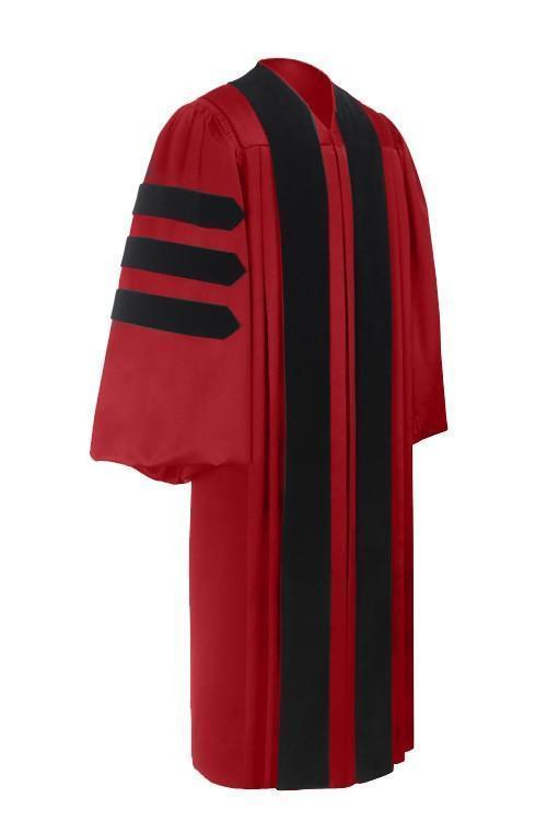 red and black graduation dress Black Matte Graduation Gown with Red Satin Border Mera Convocation