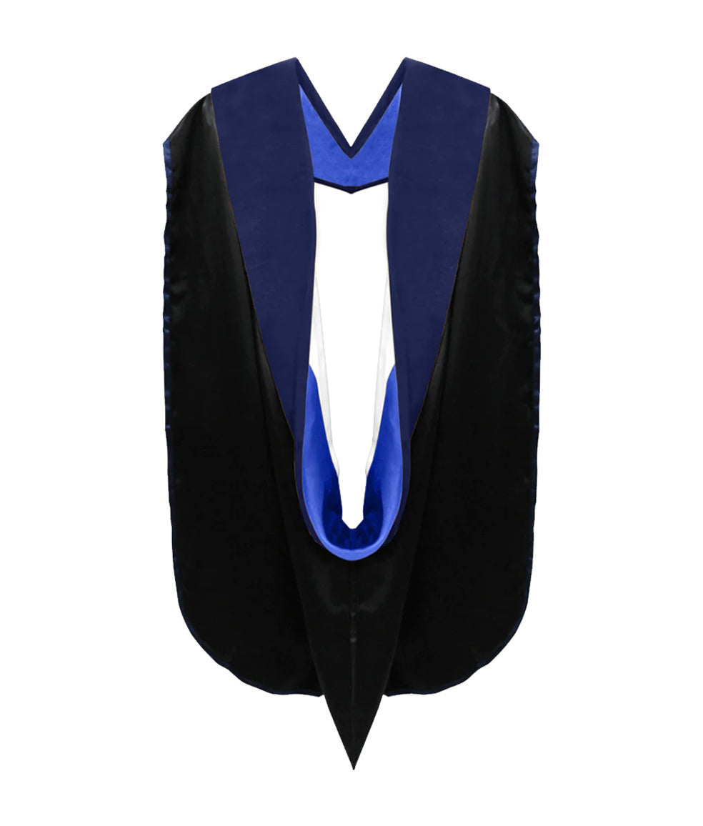 PhD Hood Dark Blue Velvet - White & Royal Blue