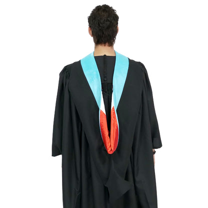 Deluxe Bachelors/Master Hood - Light Blue Velvet, Red & White