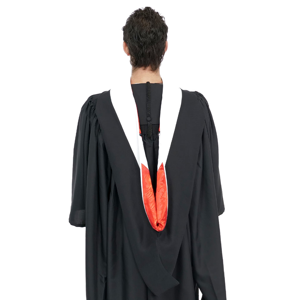 Deluxe Bachelors/Master Hood - White Velvet, Red & White