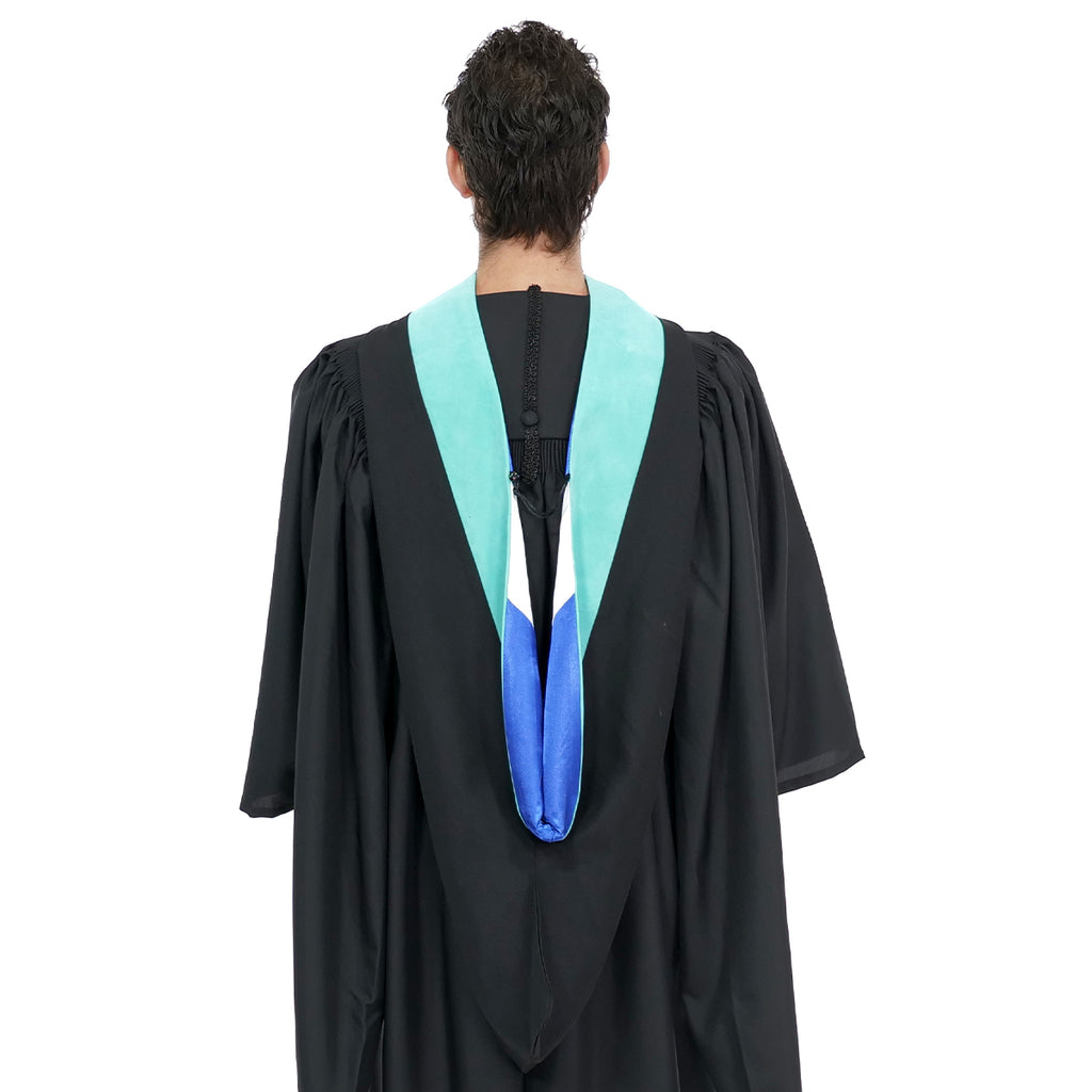 Deluxe Bachelors/Master Hood - Light Blue Velvet, Royal Blue & White