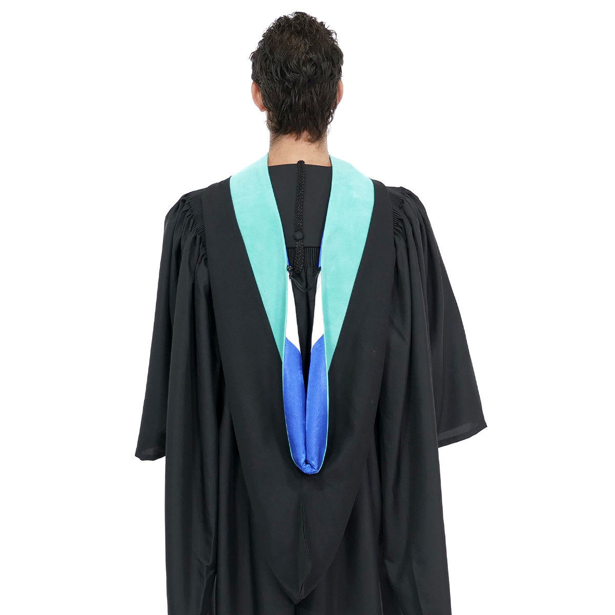 Deluxe Bachelors/Master Hood - Peacock Blue Velvet, Royal Blue & White