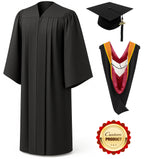 Deluxe Black Bachelors Cap, Gown, Tassel & Hood Package