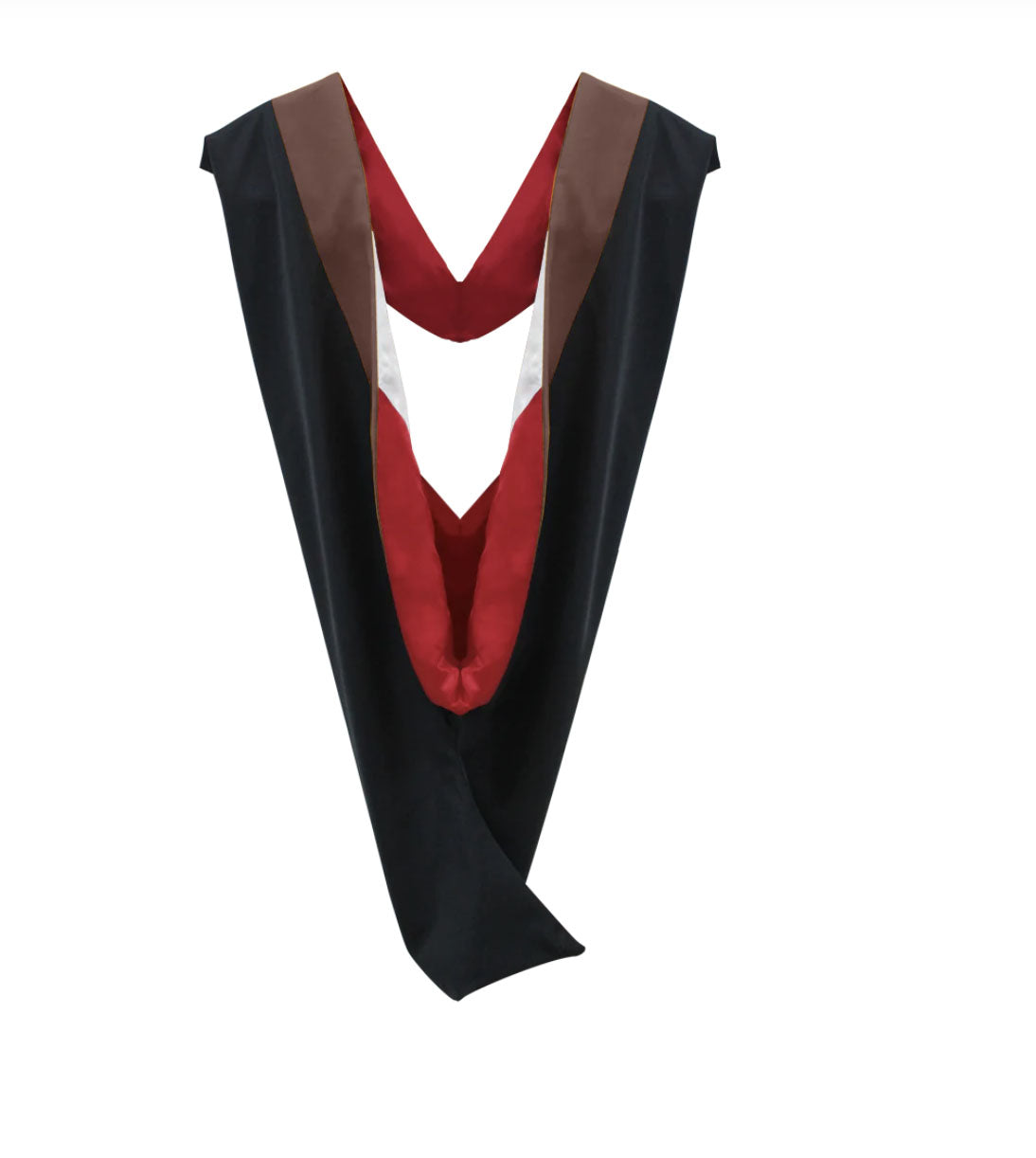 Deluxe Bachelors/Master Hood - Brown Velvet, Red & White