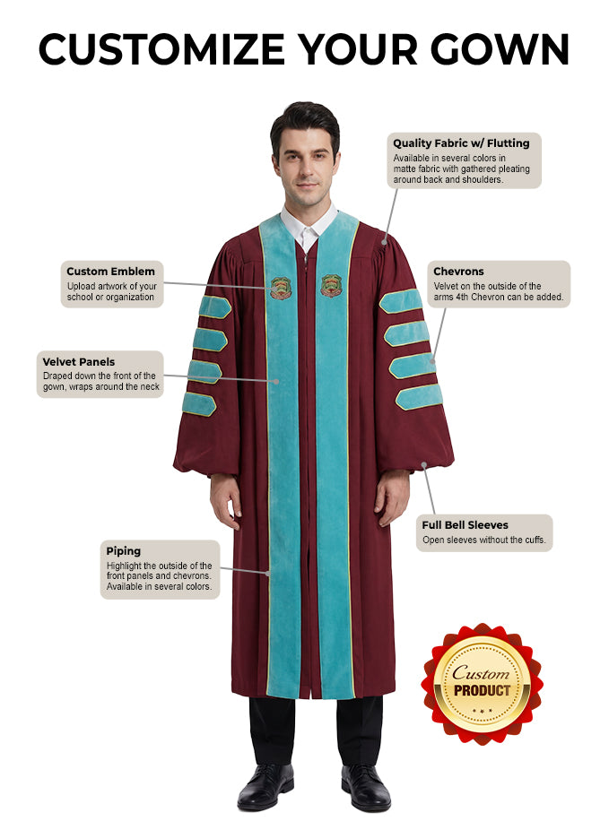 Custom Doctoral Graduation Gown and Hood Package - Doctorate Regalia Custom Doctoral Graduation Gown and Hood Package - Doctorate Regalia