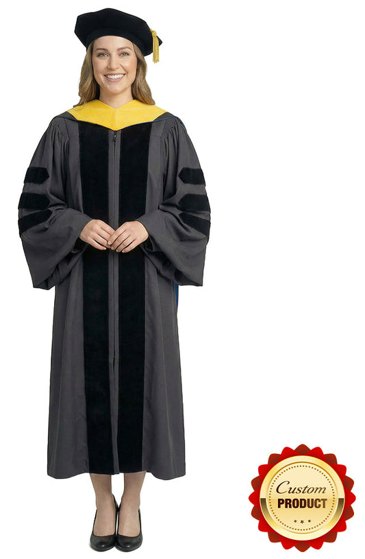 Deluxe Doctoral Graduation Tam, Gown & Hood Package