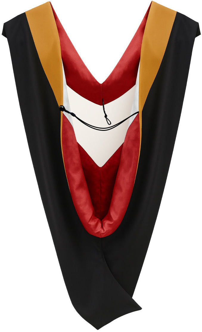 Deluxe Bachelors/Master Hood - Drab Velvet, Red & White