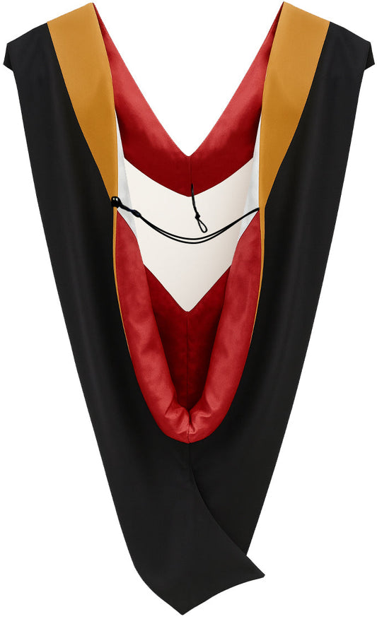 Deluxe Bachelors/Master Hood - Drab Velvet, Red & White