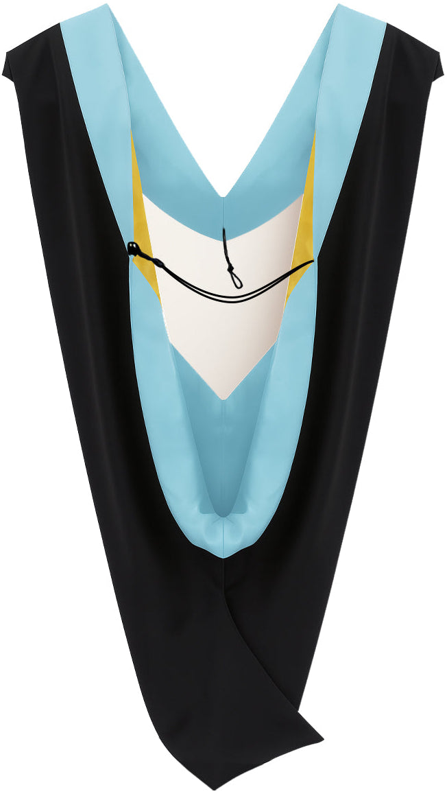 Deluxe Bachelors/Master Hood - Light Blue Velvet, Light Blue & Golden Yellow