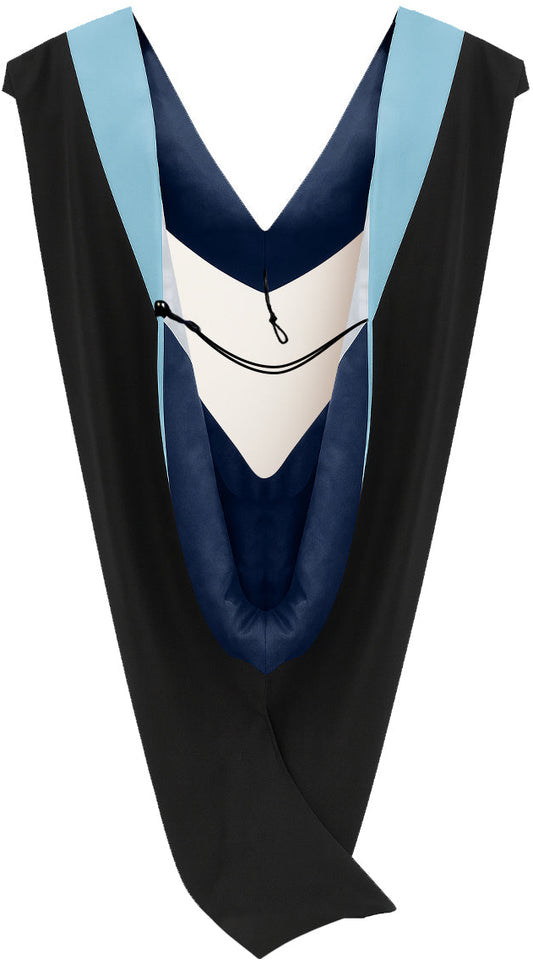 Deluxe Bachelors/Master Hood - Light Blue Velvet, Navy & White