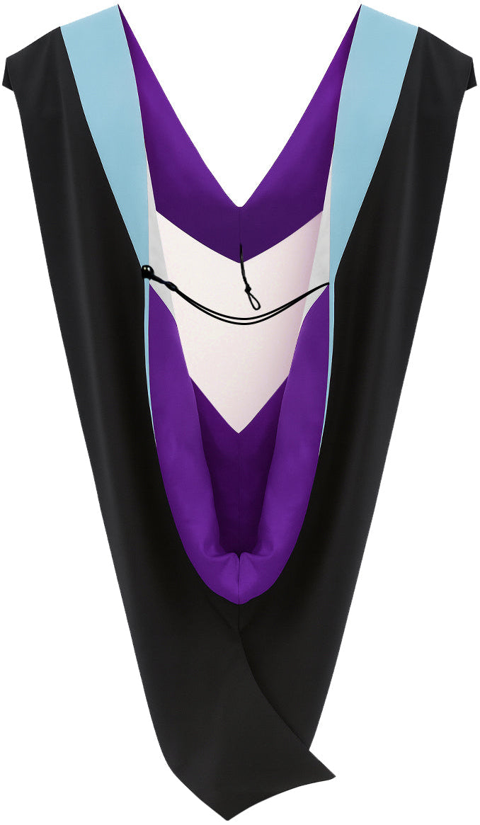 Deluxe Bachelors/Master Hood - Light Blue Velvet, Purple & White
