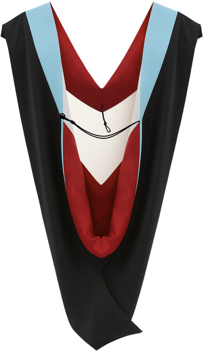 Deluxe Bachelors/Master Hood - Light Blue Velvet, Red & White