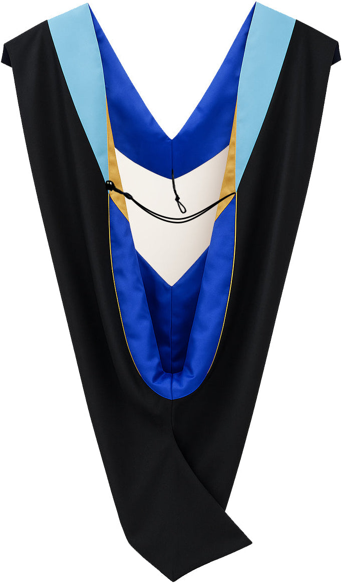 Deluxe Bachelors/Master Hood - Light Blue Velvet, Royal Blue & Golden Yellow