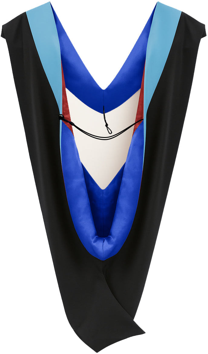 Deluxe Bachelors/Master Hood - Light Blue Velvet, Royal Blue & Red