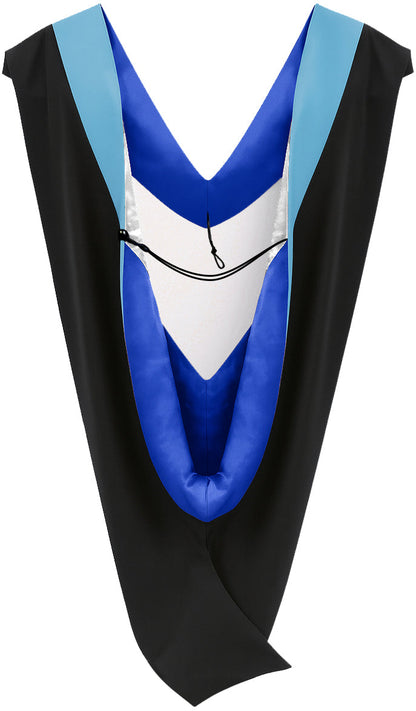 Deluxe Bachelors/Master Hood - Light Blue Velvet, Royal Blue & White