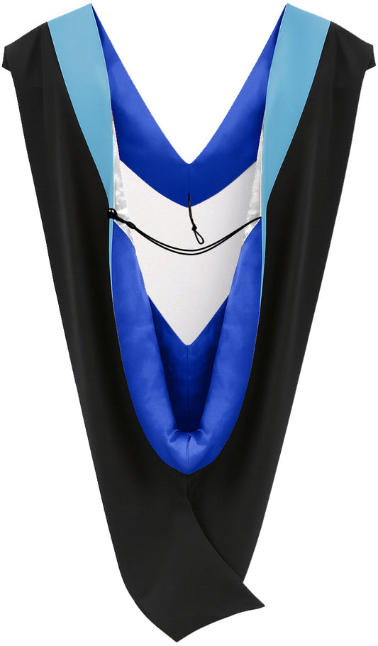 Deluxe Bachelors/Master Hood - Light Blue Velvet, Royal Blue & White