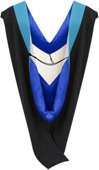 Deluxe Bachelors/Master Hood - Peacock Blue Velvet, Royal Blue & White