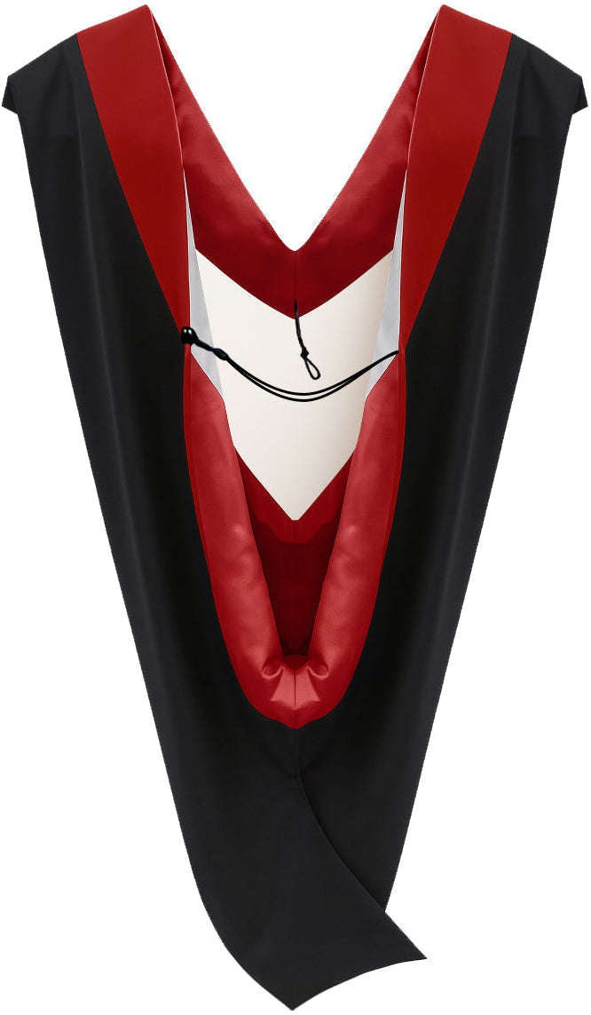 Deluxe Bachelors/Master Hood - Scarlet Velvet, Red & White