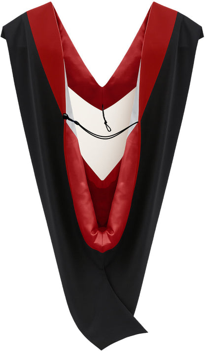 Deluxe Bachelors/Master Hood - Scarlet Velvet, Red & White