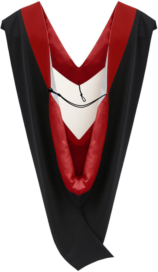 Deluxe Bachelors/Master Hood - Scarlet Velvet, Red & White