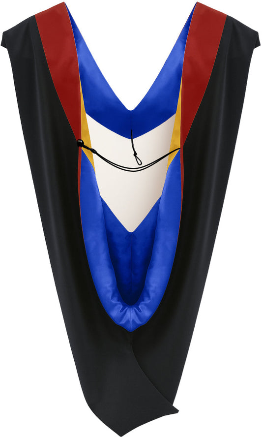Deluxe Bachelors/Master Hood - Scarlet Velvet, Royal Blue & Golden Yellow