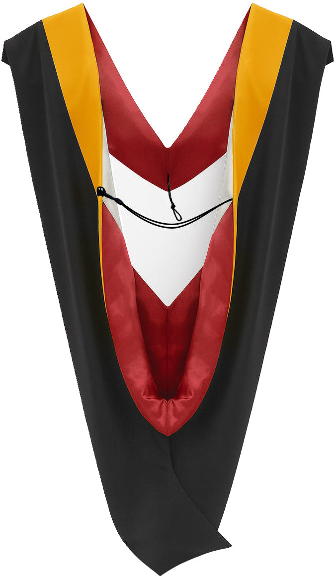 Deluxe Bachelors/Master Hood - Science Gold Velvet, Red & White