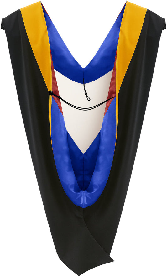 Deluxe Bachelors/Master Hood - Science Gold Velvet, Royal Blue & Red