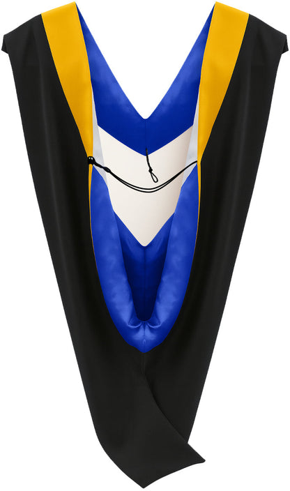 Deluxe Bachelors/Master Hood - Science Gold Velvet, Royal Blue & White