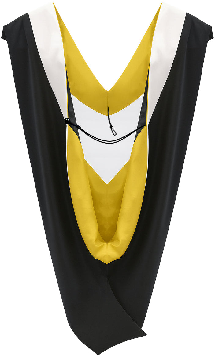 Deluxe Bachelors/Master Hood - White Velvet, Golden Yellow & Black