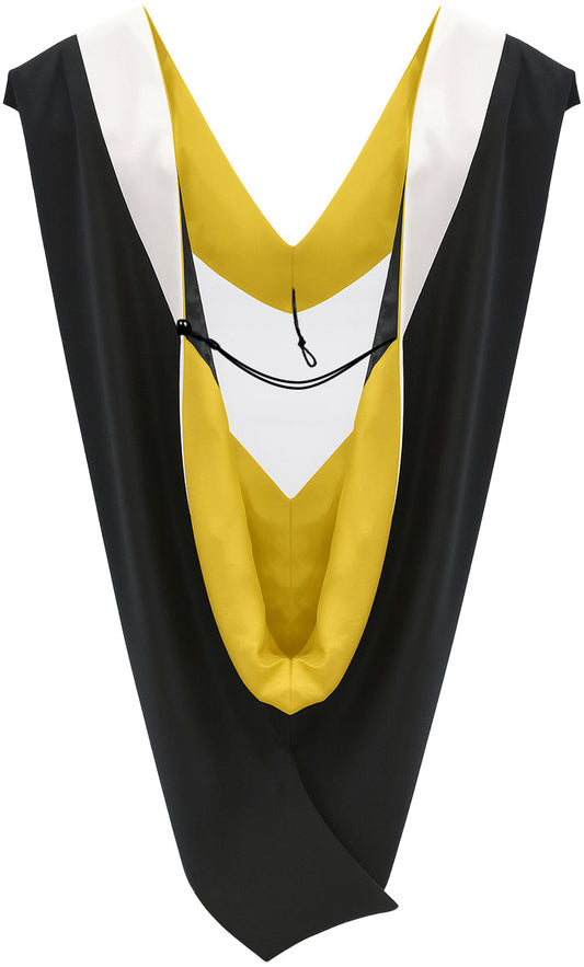 Deluxe Bachelors/Master Hood - White Velvet, Golden Yellow & Black