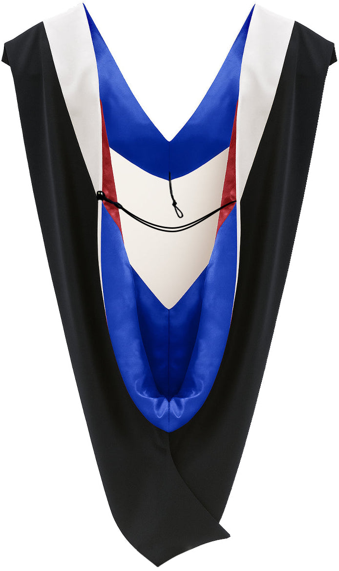 Deluxe Bachelors/Master Hood - White Velvet, Royal Blue & Red