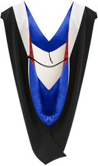 Deluxe Bachelors/Master Hood - White Velvet, Royal Blue & Red