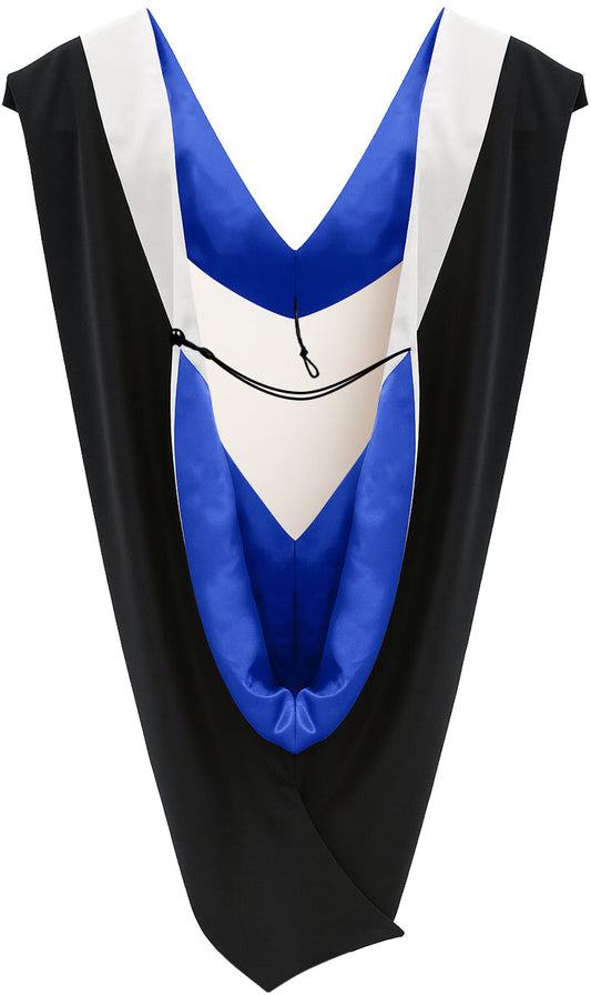 Deluxe Bachelors/Master Hood - White Velvet, Royal Blue & White