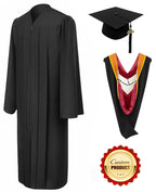 Matte Black Bachelors Cap, Gown, Tassel & Hood Package