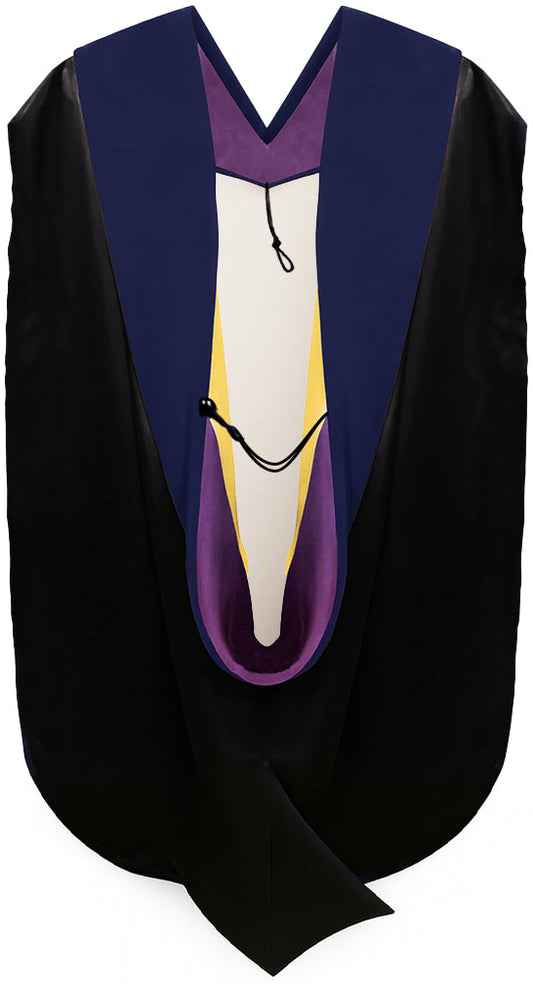 PhD Hood Dark Blue Velvet - Purple & Golden Yellow