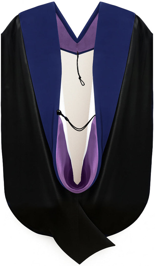 PhD Hood Dark Blue Velvet - Purple & White