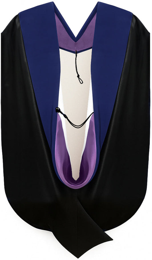 PhD Hood Dark Blue Velvet - Purple & White