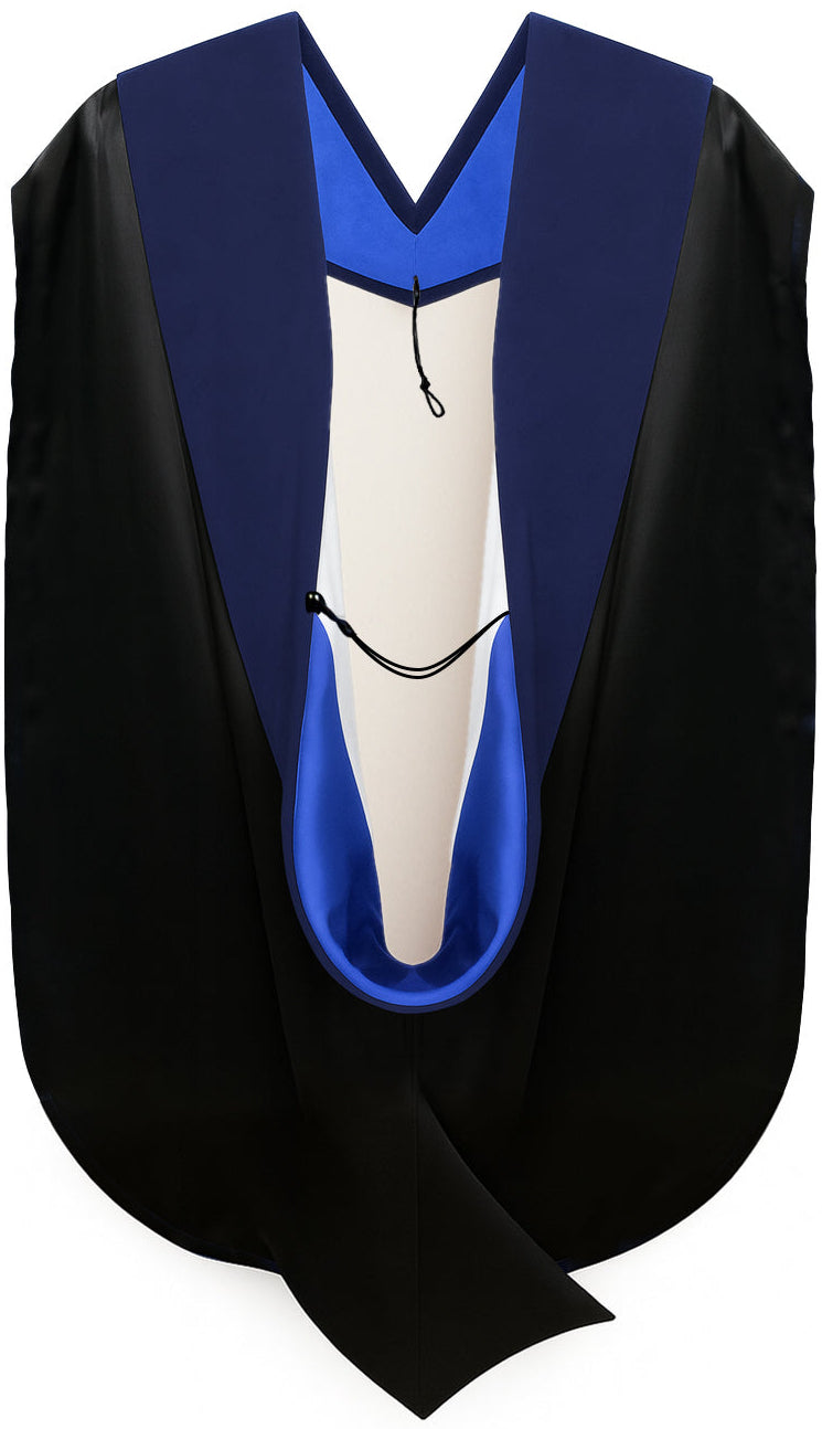 PhD Hood Dark Blue Velvet - Royal Blue & White