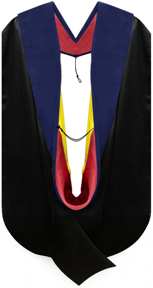 Phd Hood Dark Blue Velvet - Red & Gold