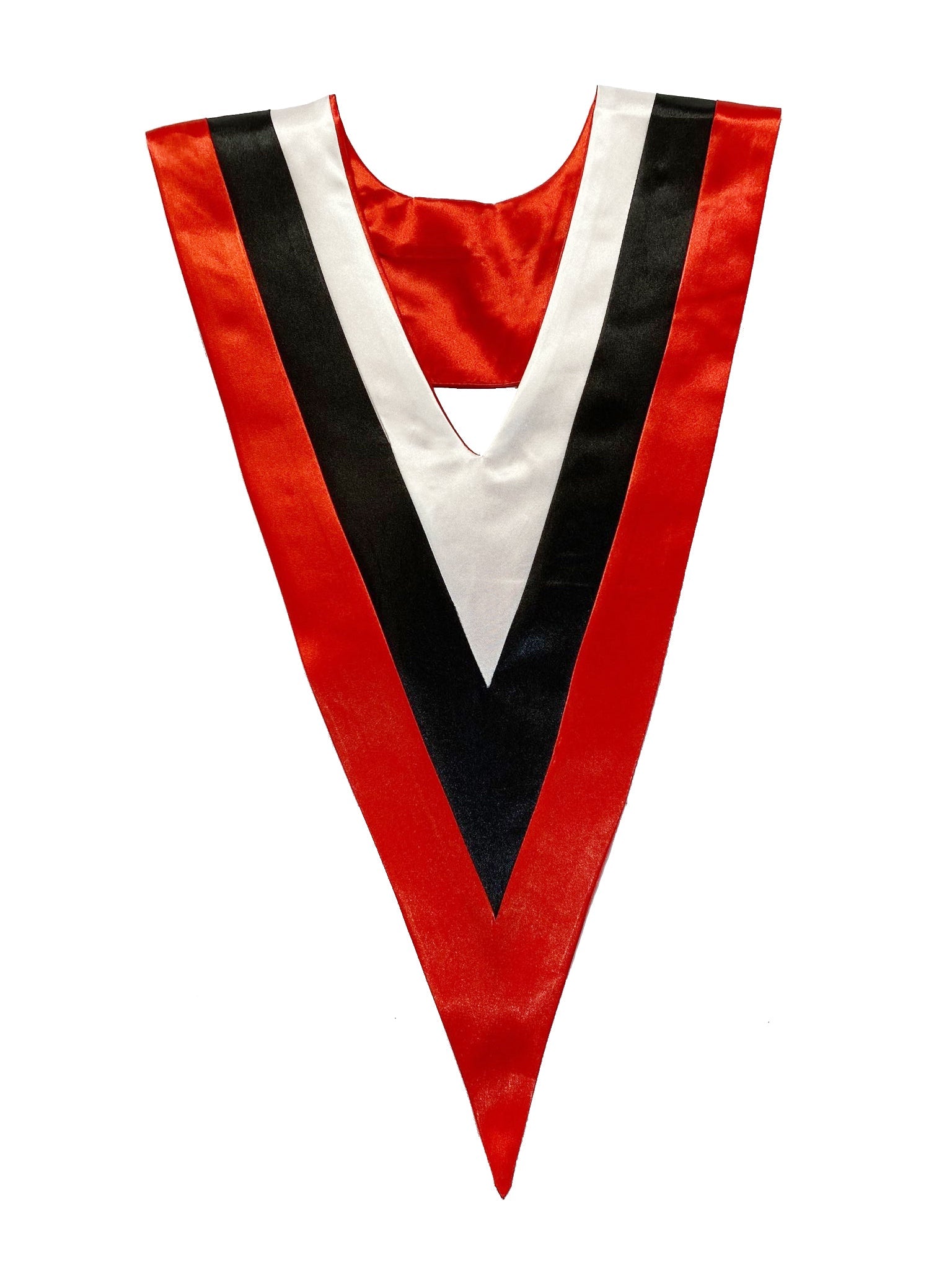 White, Black and Red Triple Color V-Stole