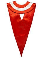 Curved Back Neckline of Satin Red Triple Color V-Stole