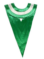 Curved Back Neckline of Satin Green and White Triple Color V-Stole
