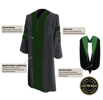 Custom Classic Doctoral Gown and Hood Package