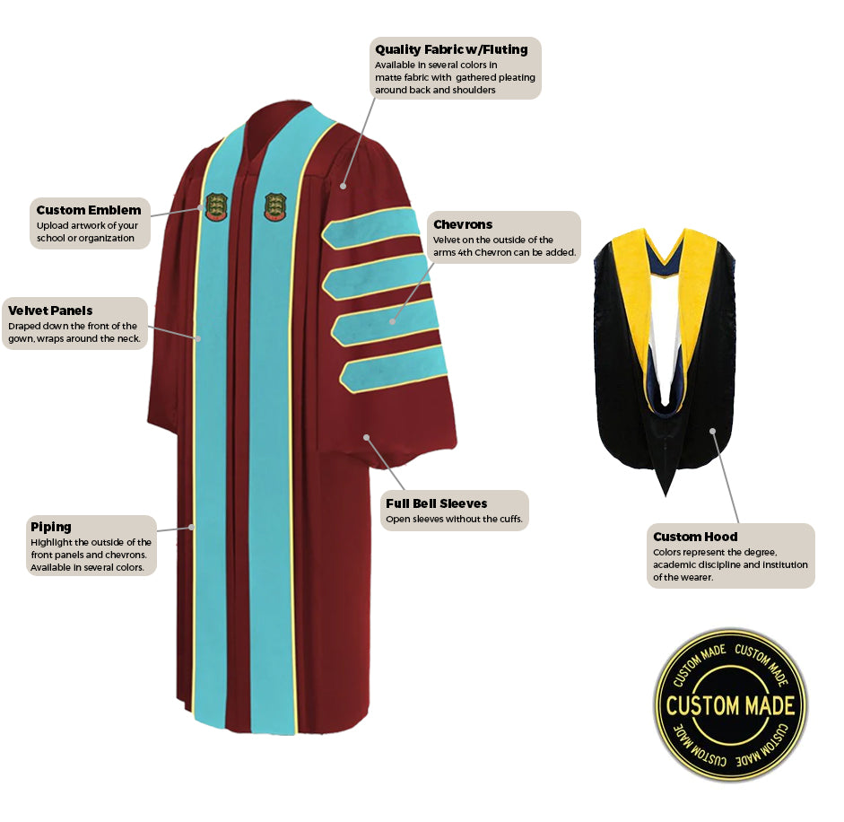 Custom Presidential & Trustee Graduation Gown and Hood Package - Doctorate Regalia