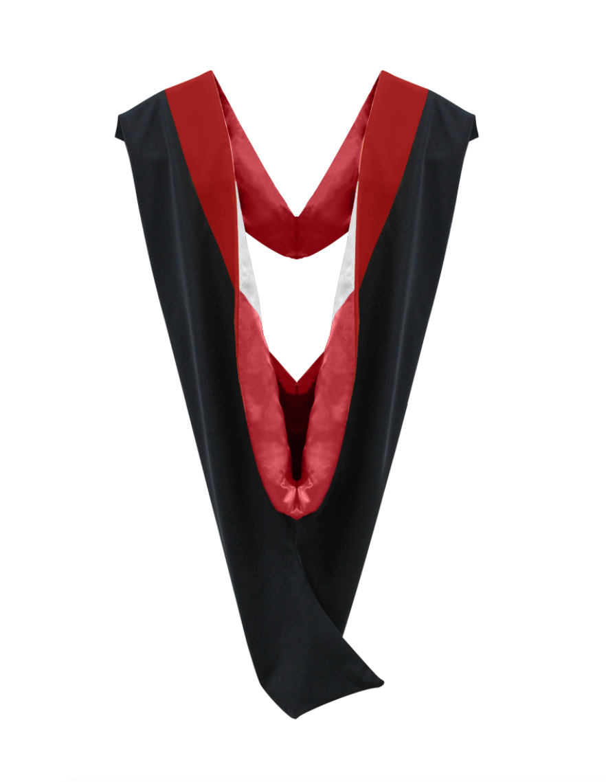 Deluxe Bachelors/Master Hood - Scarlet Velvet, Red & White