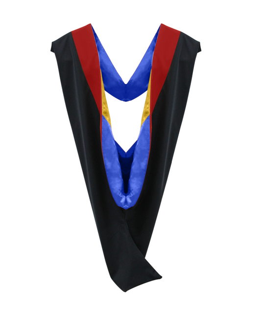 Deluxe Bachelors/Master Hood - Scarlet Velvet, Royal Blue & Golden Yellow