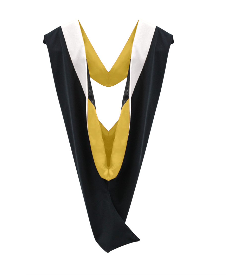 Deluxe Bachelors/Master Hood - White Velvet, Golden Yellow & Black