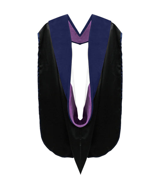 PhD Hood Dark Blue Velvet - Purple & White